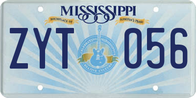 MS license plate ZYT056