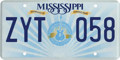 MS license plate ZYT058