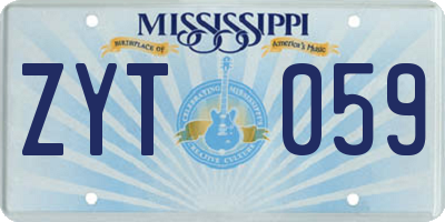 MS license plate ZYT059