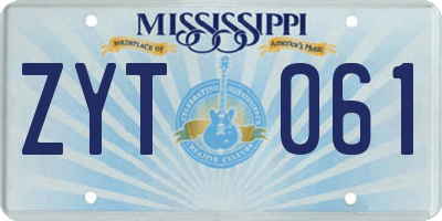MS license plate ZYT061
