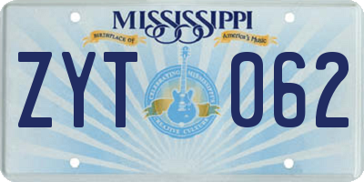 MS license plate ZYT062