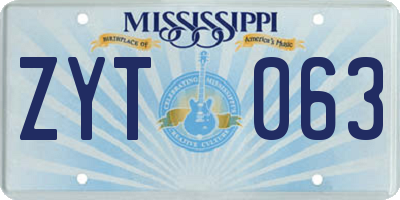 MS license plate ZYT063