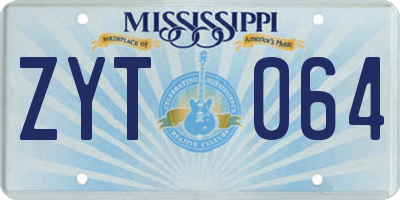 MS license plate ZYT064