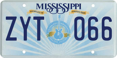 MS license plate ZYT066