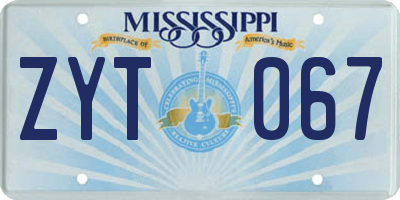 MS license plate ZYT067