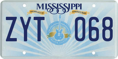 MS license plate ZYT068