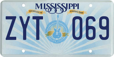 MS license plate ZYT069