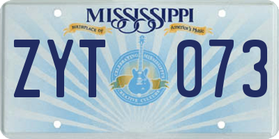 MS license plate ZYT073