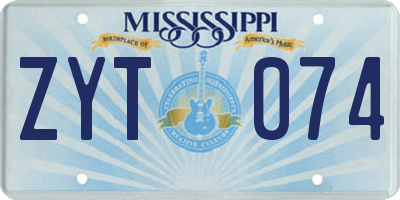MS license plate ZYT074