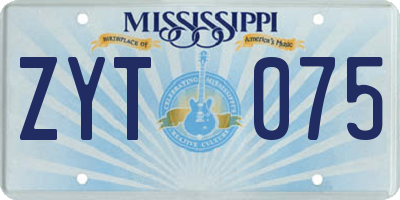 MS license plate ZYT075