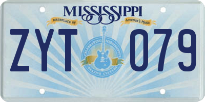 MS license plate ZYT079