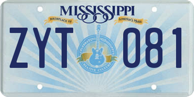 MS license plate ZYT081