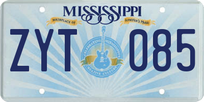 MS license plate ZYT085