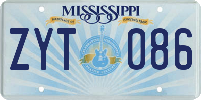 MS license plate ZYT086