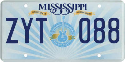 MS license plate ZYT088
