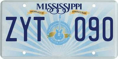 MS license plate ZYT090