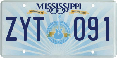 MS license plate ZYT091