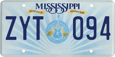 MS license plate ZYT094