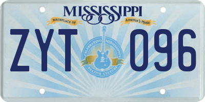 MS license plate ZYT096