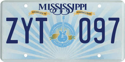 MS license plate ZYT097