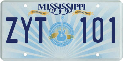 MS license plate ZYT101