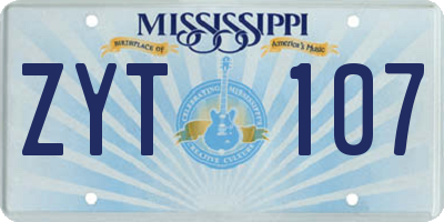 MS license plate ZYT107
