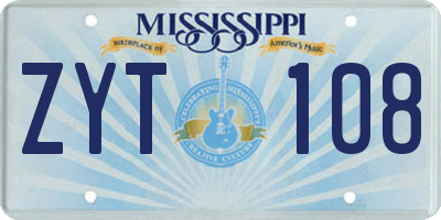 MS license plate ZYT108
