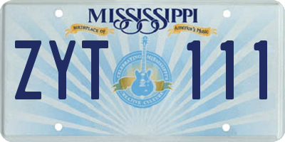 MS license plate ZYT111