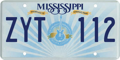 MS license plate ZYT112