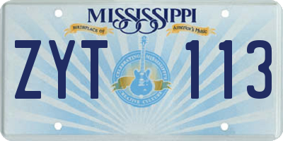 MS license plate ZYT113