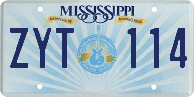 MS license plate ZYT114