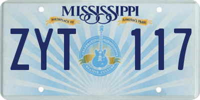 MS license plate ZYT117