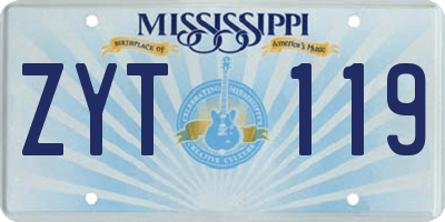 MS license plate ZYT119