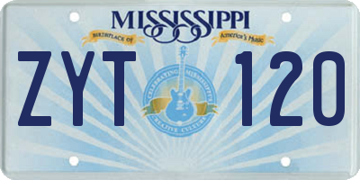 MS license plate ZYT120