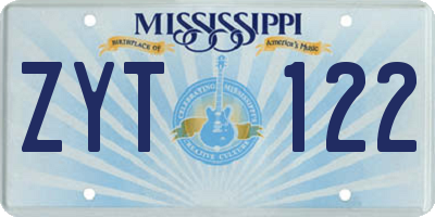 MS license plate ZYT122