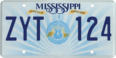 MS license plate ZYT124