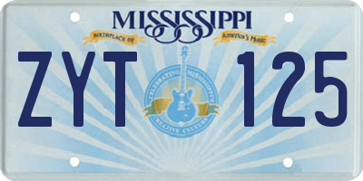 MS license plate ZYT125