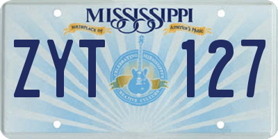 MS license plate ZYT127