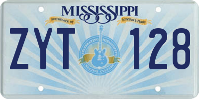 MS license plate ZYT128