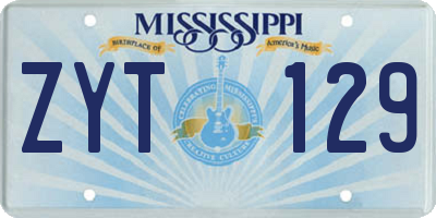 MS license plate ZYT129