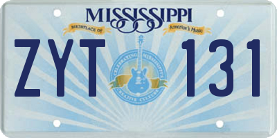 MS license plate ZYT131