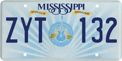 MS license plate ZYT132