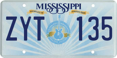 MS license plate ZYT135