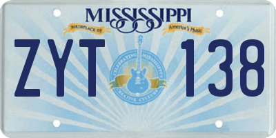 MS license plate ZYT138