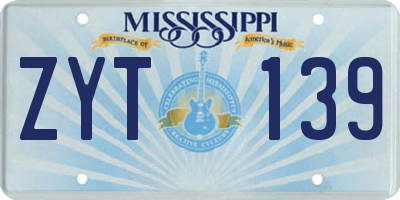 MS license plate ZYT139