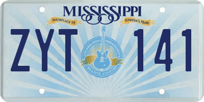 MS license plate ZYT141