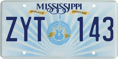 MS license plate ZYT143
