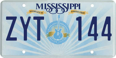 MS license plate ZYT144