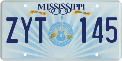MS license plate ZYT145