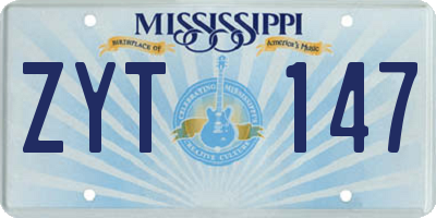 MS license plate ZYT147